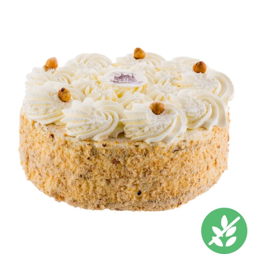 Glutenvrije hazelnoot slagroom taart