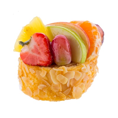 Vruchten op cake gebak